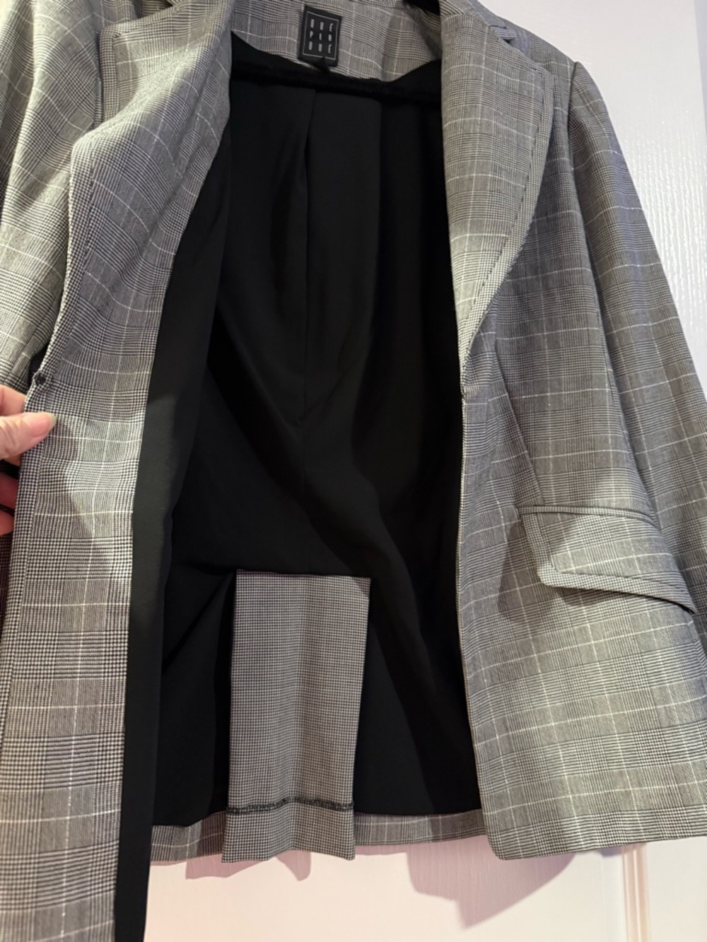 Due Per Due Gray Glen Plaid Blazer Jacket Size 12 Vintage Dark Academia Suit - Picture 3 of 12